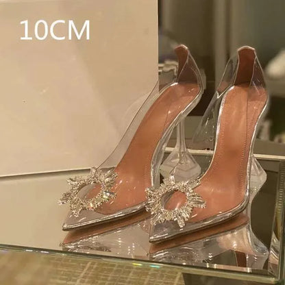 Transparent PVC Women Pumps Fashion Cup Heeled Slingbacks Summer Jelly Elegant High Heels Party Prom Shoes Kq8