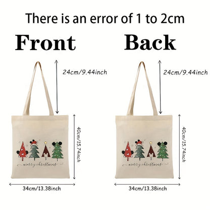 1pc Xmas Decoration Tote Bag, Christmas Tree Pattern Shopping Bag, Reusable Shopper Merry Christmas Trendy Bag Gift For Girls