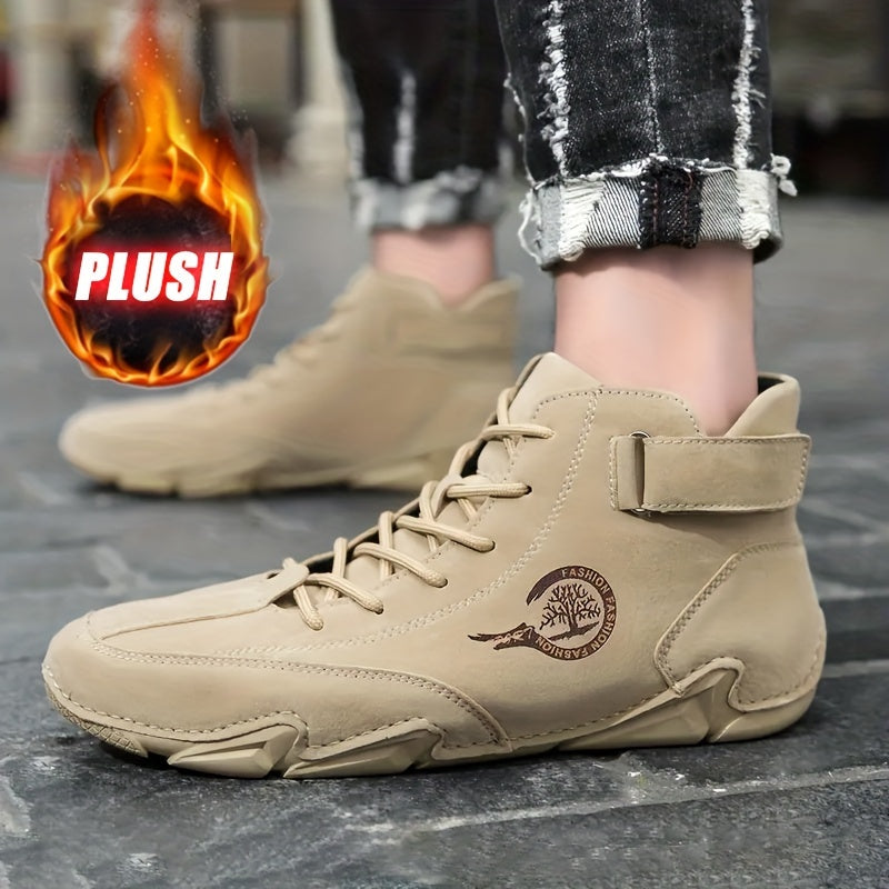 Men's Non-slip Snow Boots, Winter Thermal Slip On Comfortable Shoes, Winter & Autumn