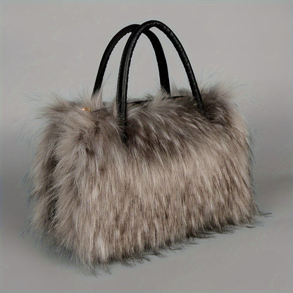 Luxurious Soft Faux Fur Tote Bag for Women - Spacious, Stylish, and Versatile Handbag with Zipper Closure, Detachable Clutch, and Easy Care - Perfect for Shopping, Travel, and Daily Use