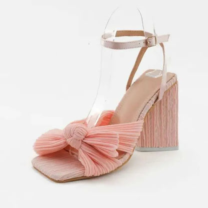 Runway Style Butterfly-Knot Women Pumps Satin Summer Lady High Heels Party Sandals Dancing Shoes Kq8