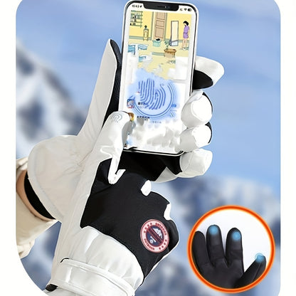 Winter Warm Plus Velvet Gloves, Thickened Touch Screen Gloves, Outdoor Windproof Coldproof Skiing Riding Non-slip Waterproof Gloves