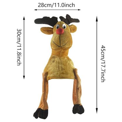 1pc Unisex Reindeer Christmas Hat, Polyester & Spandex Cartoon Xmas Holiday Costume Accessory, 11.8x17.7 inches, Festive Novelty Headwear for Holiday Celebrations