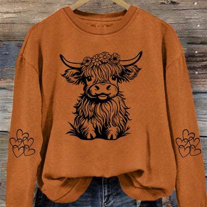 Vibrant Cow Print Crew Neck Sweatshirt - Soft, Cozy, and Stylish Winter & Fall Essential for Women - Casual, Relaxed Fit, Long Sleeve, and Comfortable Women's Clothing