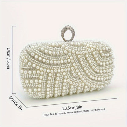 Dazzling Pearl Rhinestone Evening Clutch - Sparkling Glamorous Bag for Chic Weddings, Parties & Proms - Perfect for Carnaval and Music Festivals