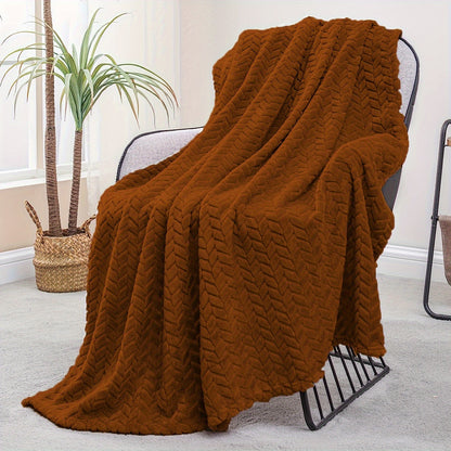 1pc Fleece Blanket Super Soft Cozy Throw Blanket, Lightweight Fuzzy Comfy Textured Flannel Blanket Warm Plush Throw Blankets For Couch