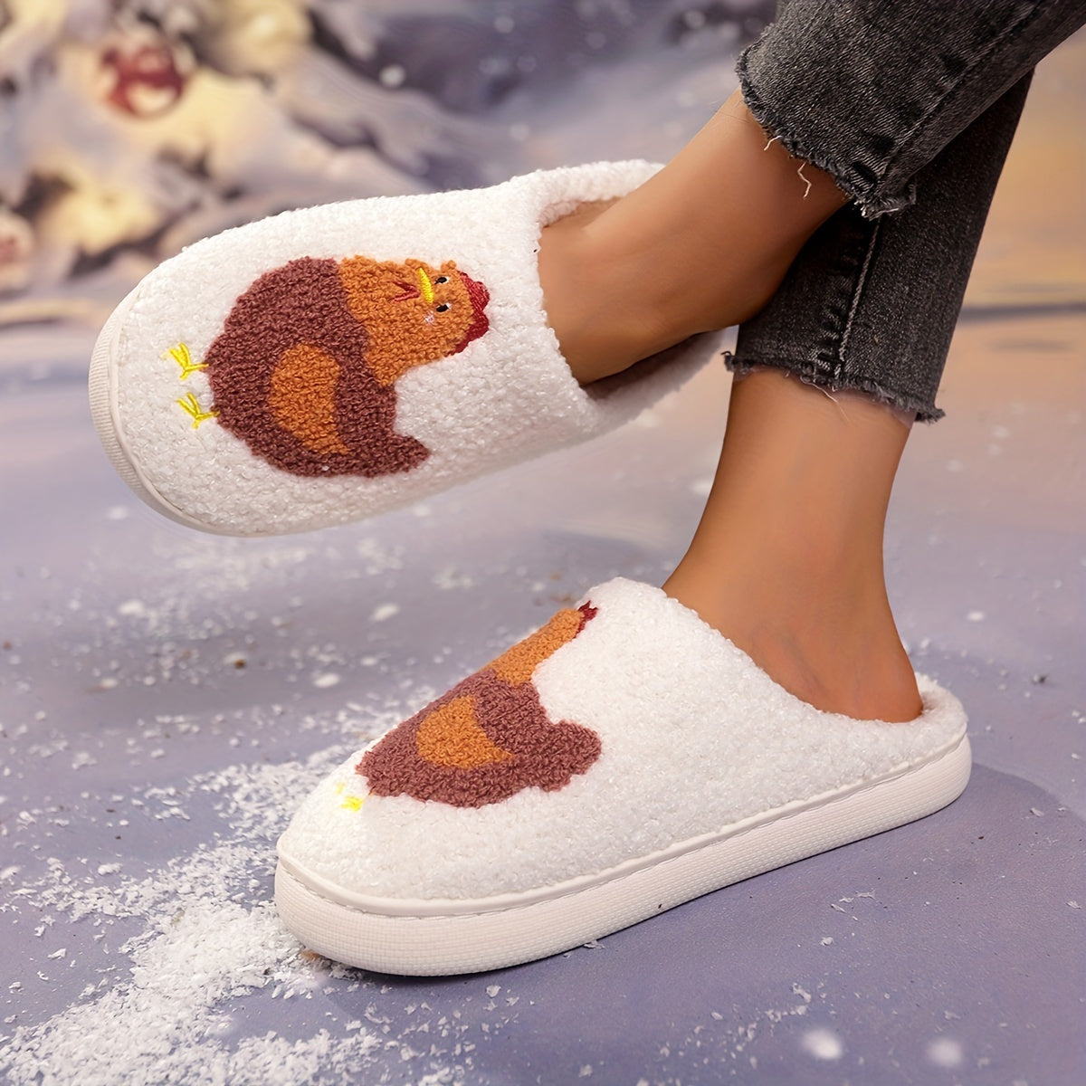 Cozy Kawaii Cartoon Fluffy Slippers - Soft, Plush Lined, Non-Slip, Mute, and Comfortable Shoes for Bedroom and Home - Perfect for Cold Winter Nights and Relaxation