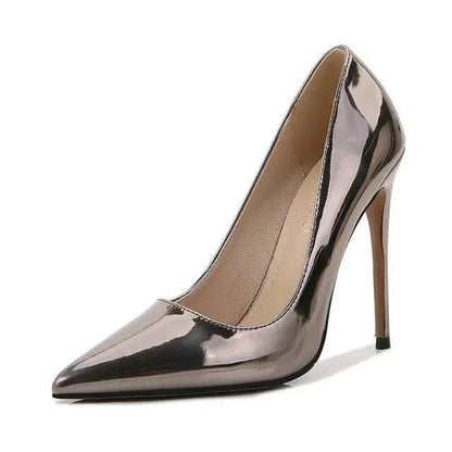 Sier Gold Pumps Women Classics Shiny Hign Heels Patent Leather Metallic Ladies Ting Heel Sexy Wedding Shoes Size 46 Kq8