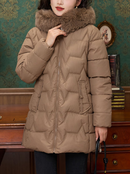 Winter Casual Fashion Versatile Plush Lined Warm Women's Jacket Detachable Hat Jacket