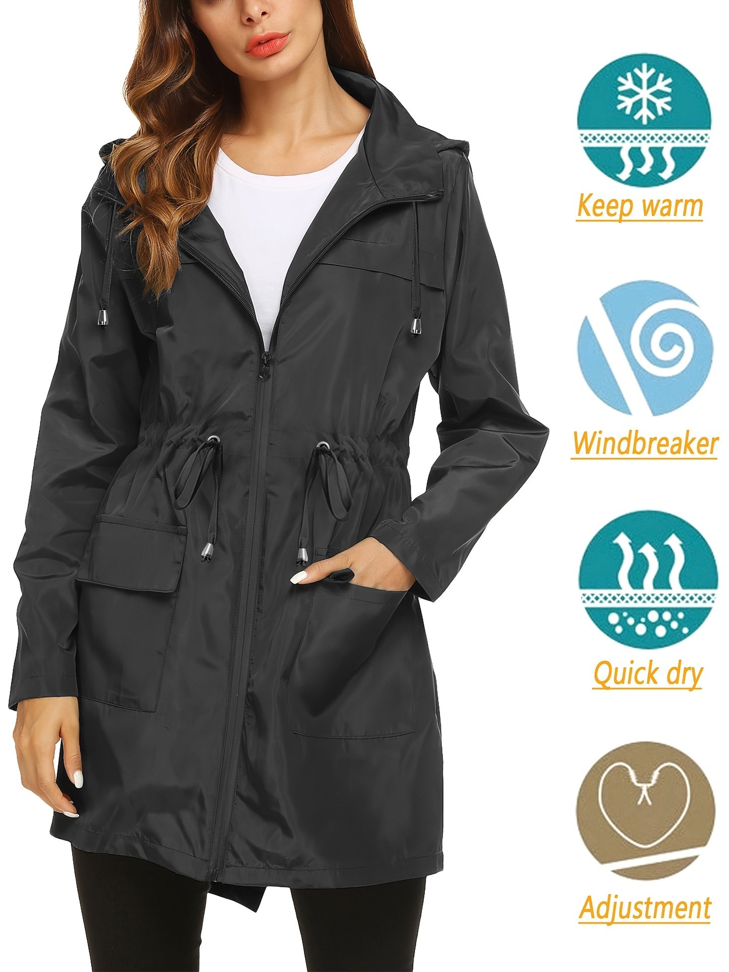 Waterproof Outdoor Explorer Raincoat - Lightweight, Breathable, Packable, Hooded, Adjustable Cuffs, Reflective Strip - Perfect for Hiking, Camping, Cycling, and Daily Commute