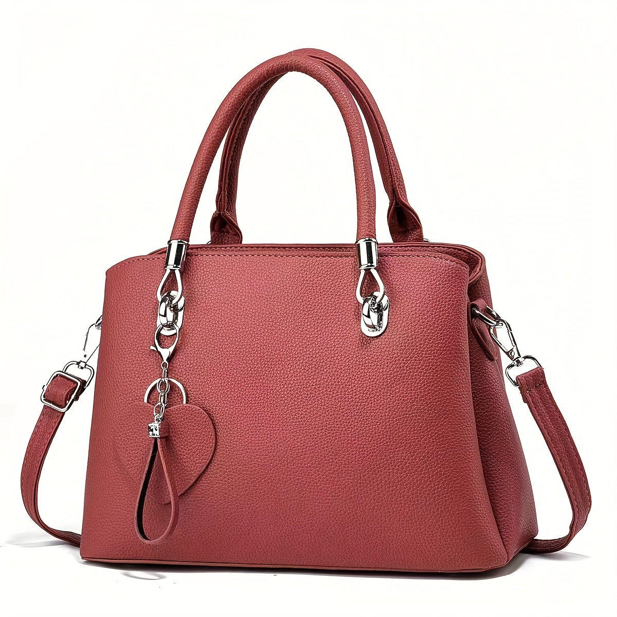 Elegant Large Capacity Tote Bag, PU Leather Versatile Shoulder Handbag With Charm, Fashionable Office Commuter Bag