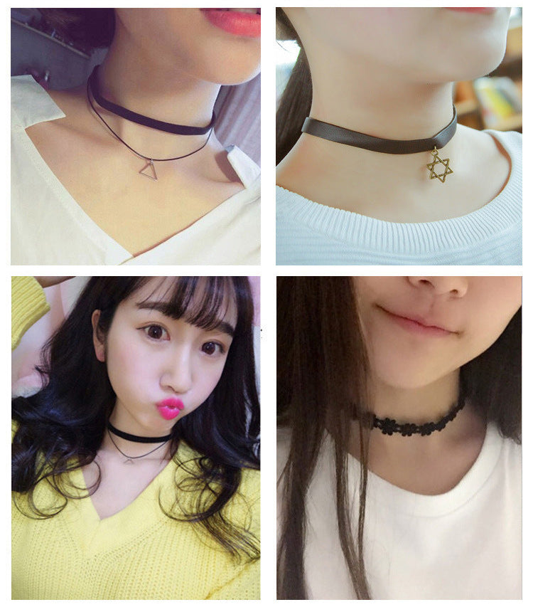 vakkv  Cross-Border New Lace Retro Clavicle Chain Tassel Choker Gothic Necklace Lolita Necklace Suit Collar for Women