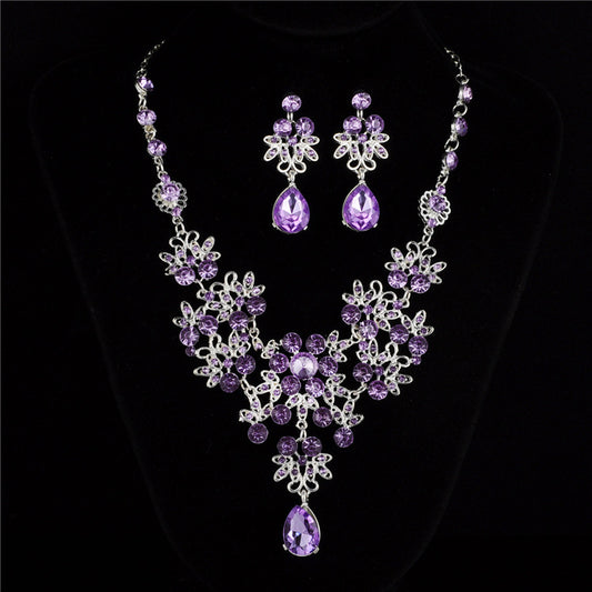 Cross-Border Fashion Bride Set of Ornaments Korean Style Set Bridal Necklace Earrings Elegant Wedding Accessories for Women