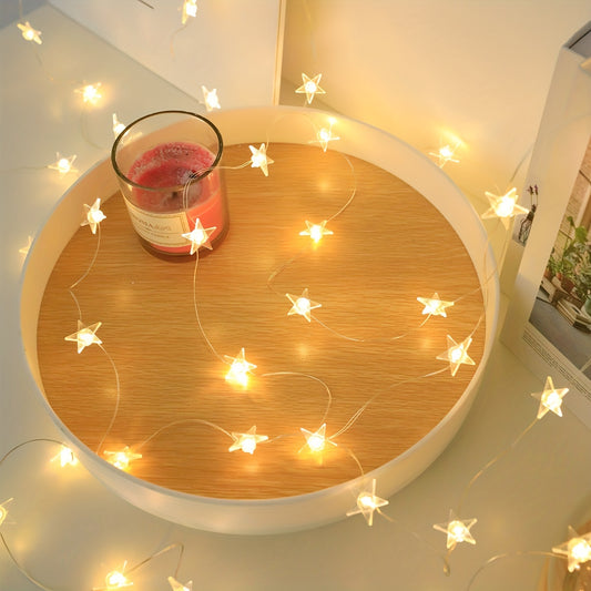 1pc, Star String Lights 3.28ft 10 Led/6.56ft 20 Led/9.84ft 30 Led, Fairy Lights, Battery Operated Copper Wire Decorative String Lightr Holiday Decorations