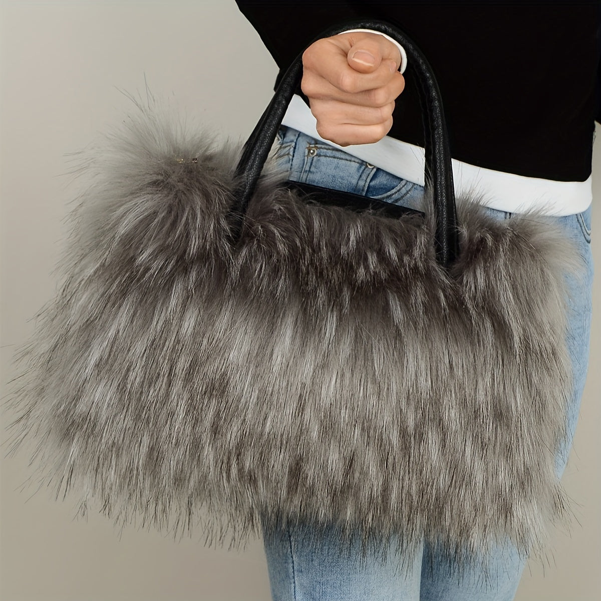 Luxurious Soft Faux Fur Tote Bag for Women - Spacious, Stylish, and Versatile Handbag with Zipper Closure, Detachable Clutch, and Easy Care - Perfect for Shopping, Travel, and Daily Use