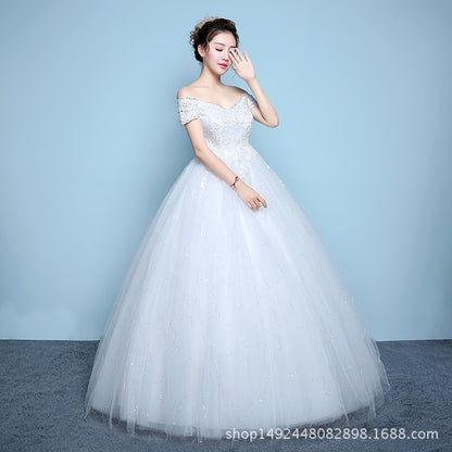 VAKKV off-Shoulder Wedding Dress Bride Floor-Length Wedding Dress Suzhou Huqiu Wedding Dress plus Size Korean Maternity Bridal Dresses Manufacturer