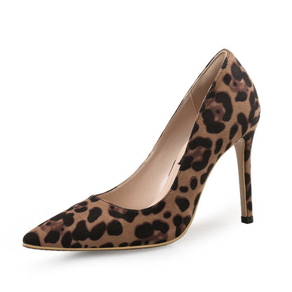 Cross-Border Hot Sale  Spring and Autumn New Leopard Pointed High Heels Stiletto Heel Pumps HOTan and NEWn Style Temperament Sexy Women's Shoes