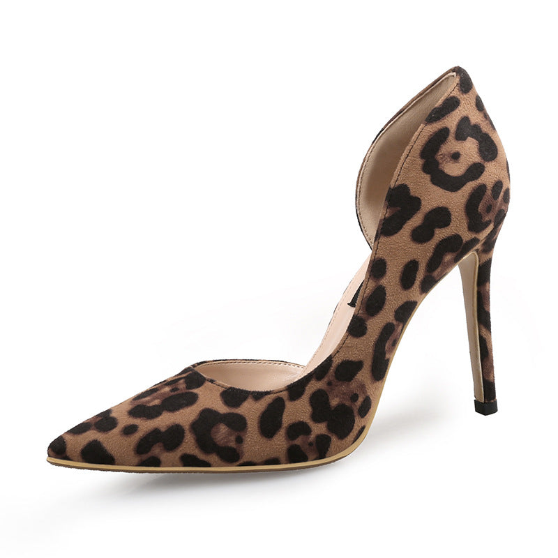 Cross-Border Hot Sale  Spring and Autumn New Leopard Pointed High Heels Stiletto Heel Pumps HOTan and NEWn Style Temperament Sexy Women's Shoes