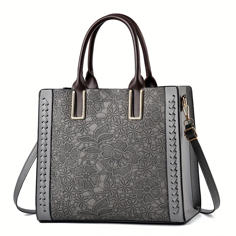 New Lace Embossed Large Capacity Soft Shoulder Oblique Span Multi-layer Texture Foreign Style Women's Bag