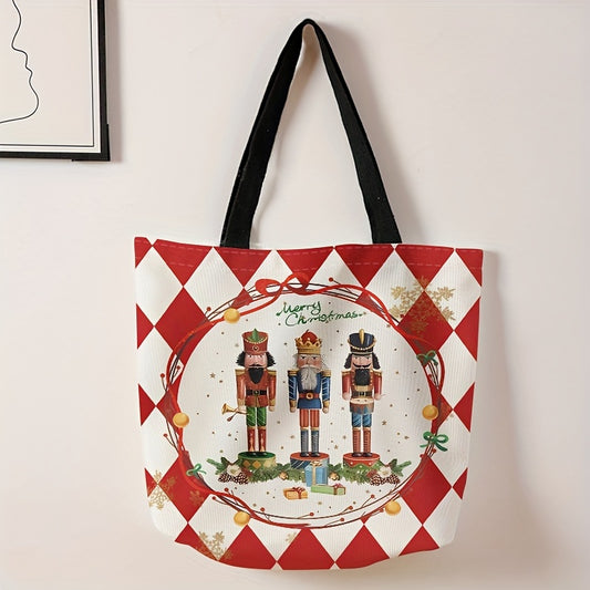 Festive Cartoon Christmas Tote Bag - Large Capacity, Stylish Prints, Versatile Shoulder Bag for Womens Everyday & Shopping Needs