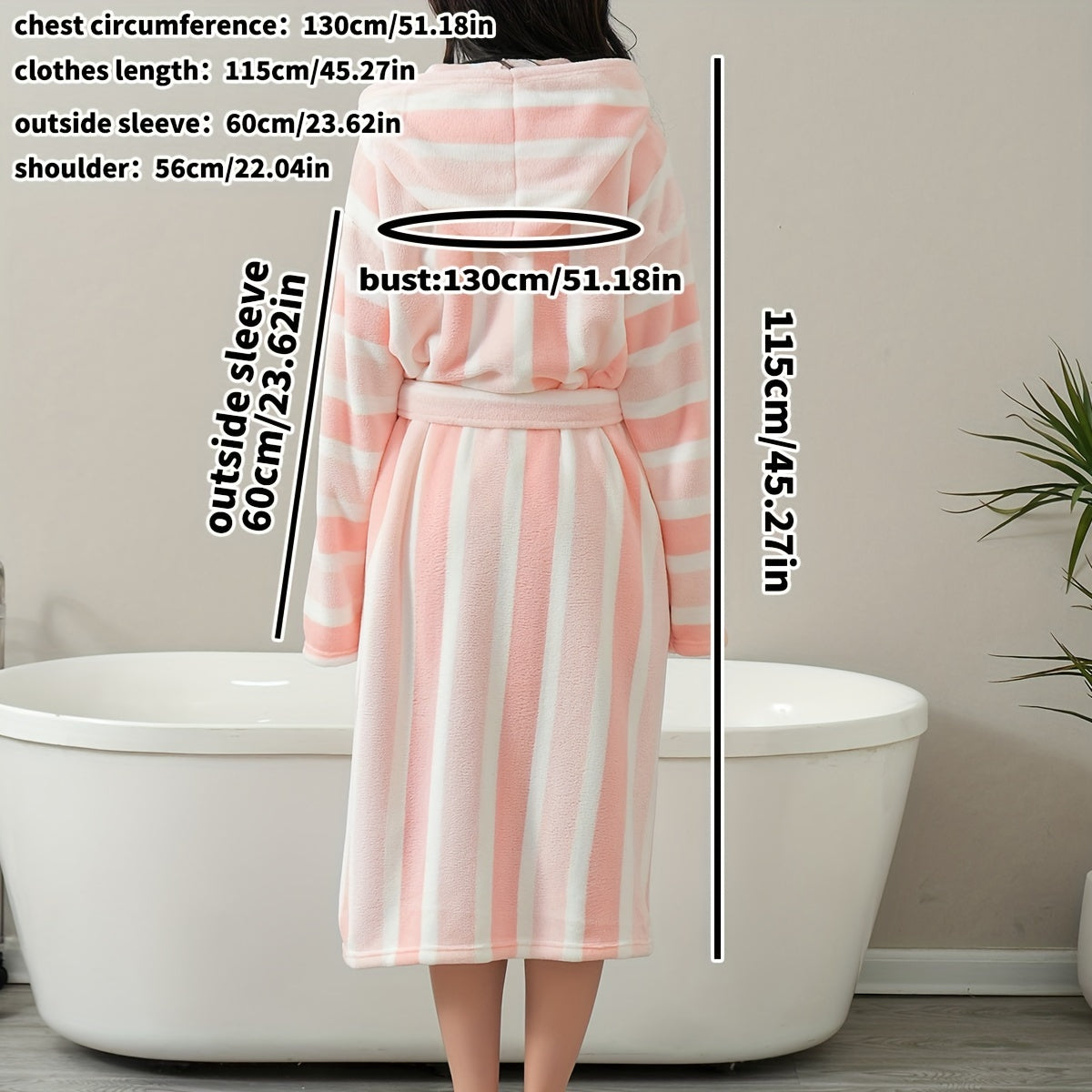 1pc Soft Striped Polyester-Microfiber Bathrobe, Contemporary Knit Fabric Design, Low Linting, Quick-Dry Long Sleeve with Hood for Men and Women - Cozy Absorbent Space Theme Towel Robe for Dorm & Couples, 300gsm