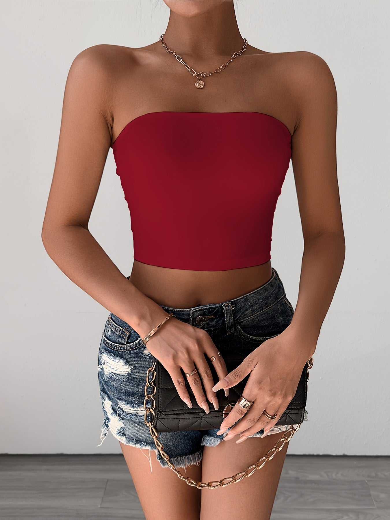 3-Pack Stretchy Solid Bodycon Crop Tube Tops - Ultra-Flattering Seamless Fit - Versatile Casual Everyday Wear for Womens Fashion