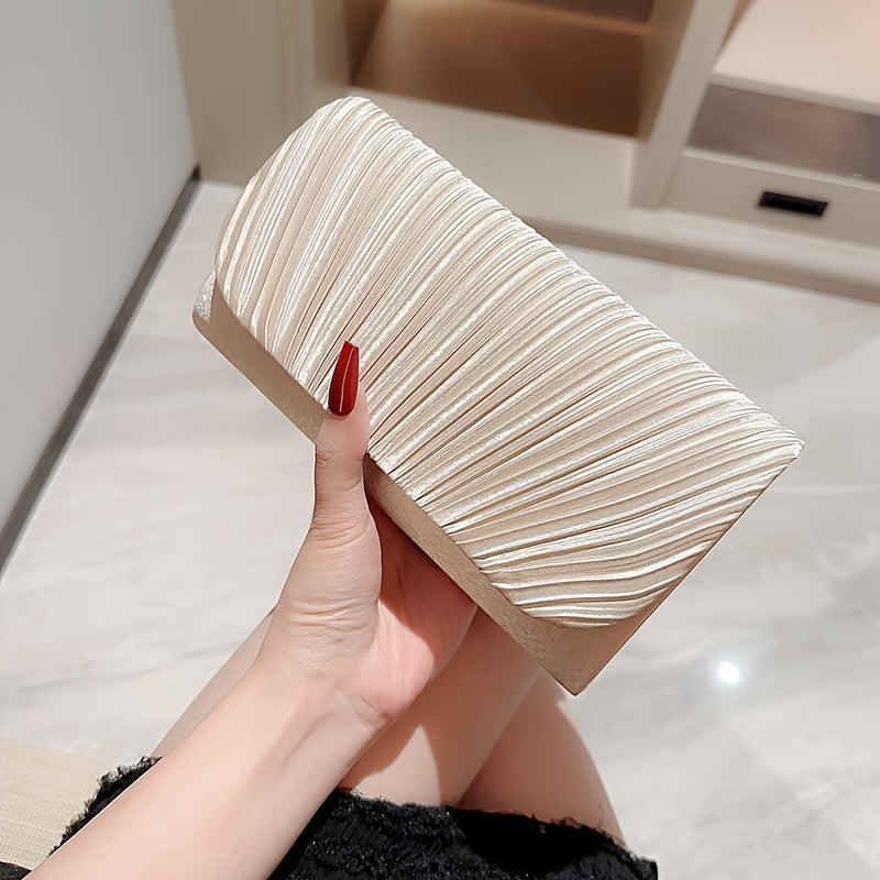 Elegant Pleated Evening Clutch Bag, Versatile For Party And Formal Wear, Women's Fashion Accessory