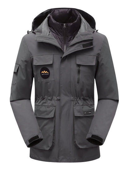 Plus Size Waterproof Hooded Ski Jacket - Fully Waterproof and Breathable with Adjustable Hood, Detachable Down Liner, and Thermal Insulation for Unbeatable Warmth - Designed for Men and Women