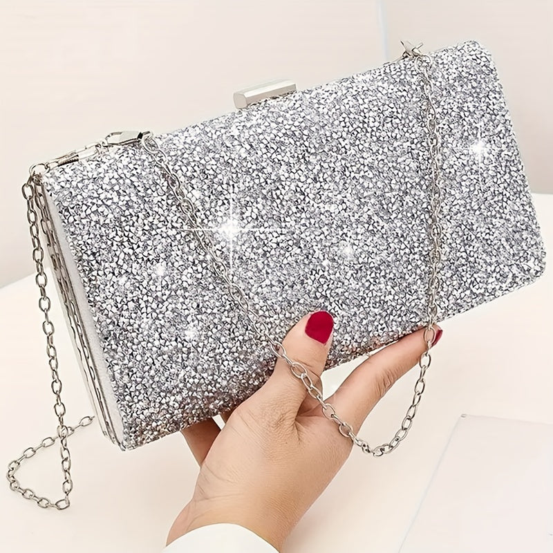 4pcs Glamorous Rhinestone Evening Bag Set - Sparkling Clutch Purse with Matching Earrings, Necklace & Bracelet for Weddings, Parties & Proms - A Luxurious Jewelry Ensemble for Women