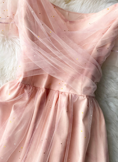 VAKKV Pink Tulle Short Dress Summer Dress P333