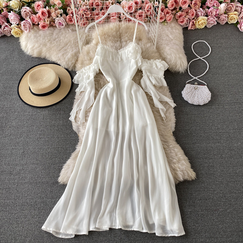 VAKKV Cute Chiffon White Dress Fashion Dress P341