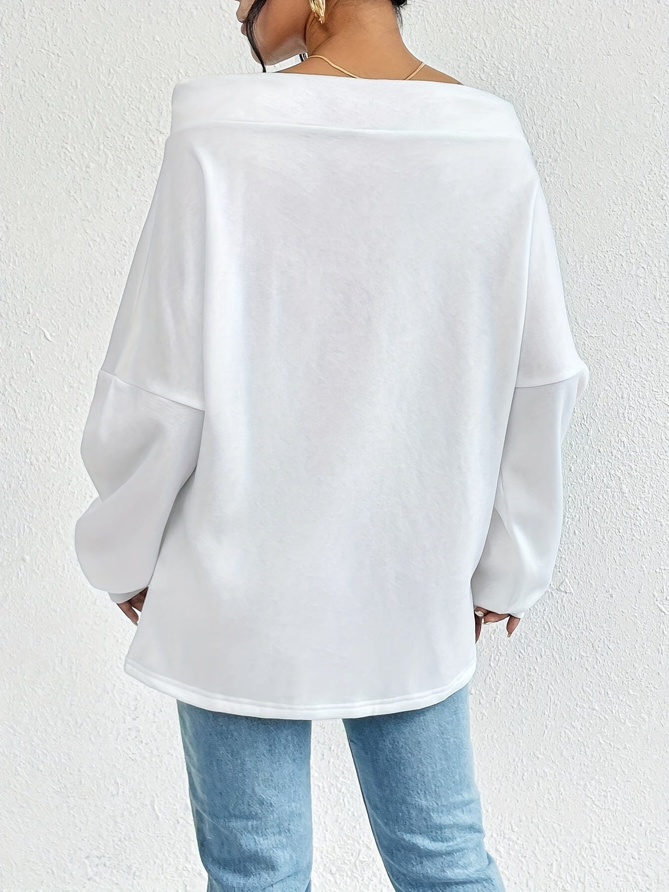 Cozy Off-The-Shoulder Drawstring Pullover Sweatshirt - Women's Casual Long Sleeve Crew Neck Apparel for Spring & Fall - Soft, Breathable, and Comfortable Fashion Clothing