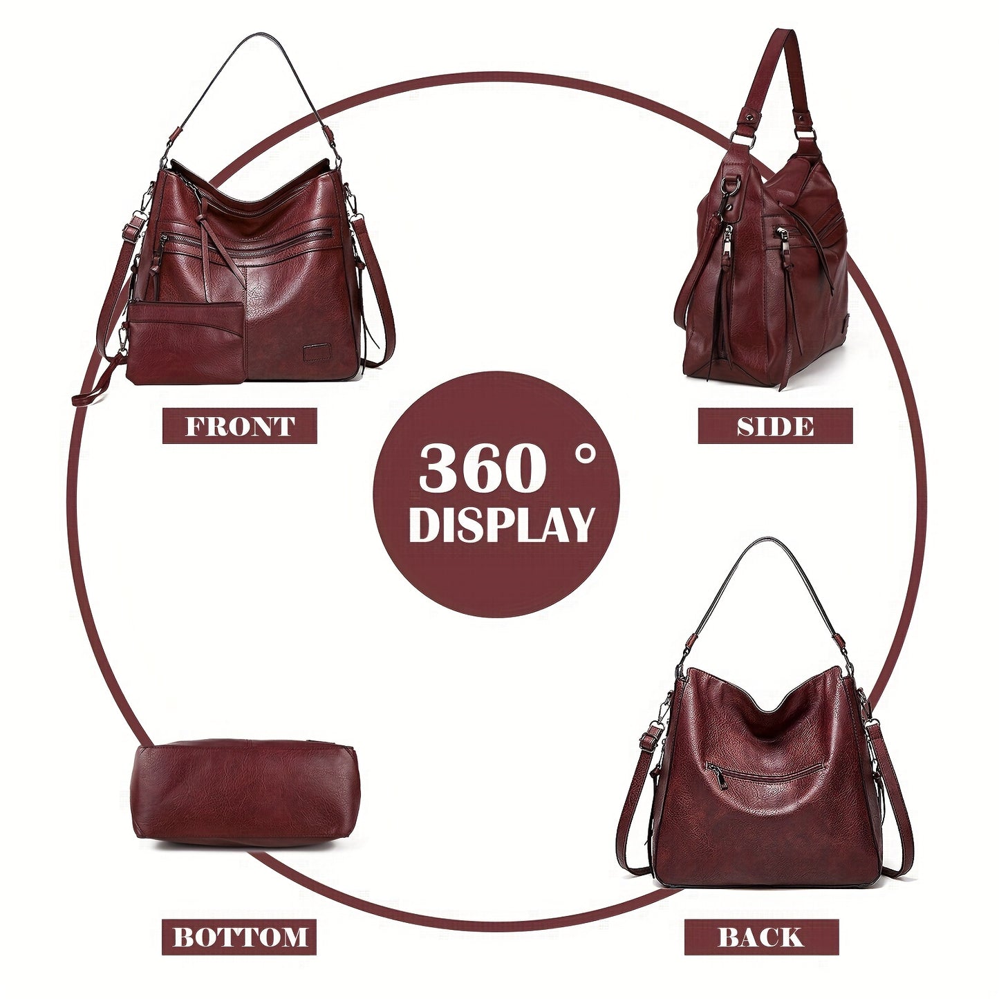 Luxurious Large Capacity Pu Leather Solid Color Shoulder Bag - Totes for Casual Ladies with Crossbody Strap and Stylish Design - Perfect for Daily Use