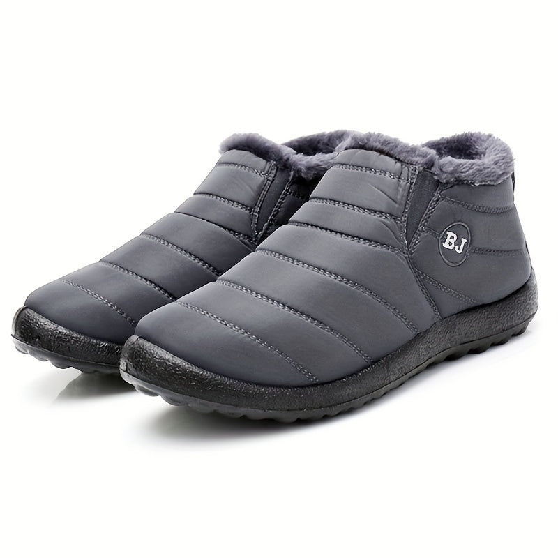 Men's Snow Boots, Warm Fleece Cozy Non-slip Ankle Boots Plush Comfy Outdoor Hiking Shoes Lined Trekking Shoes, Winter