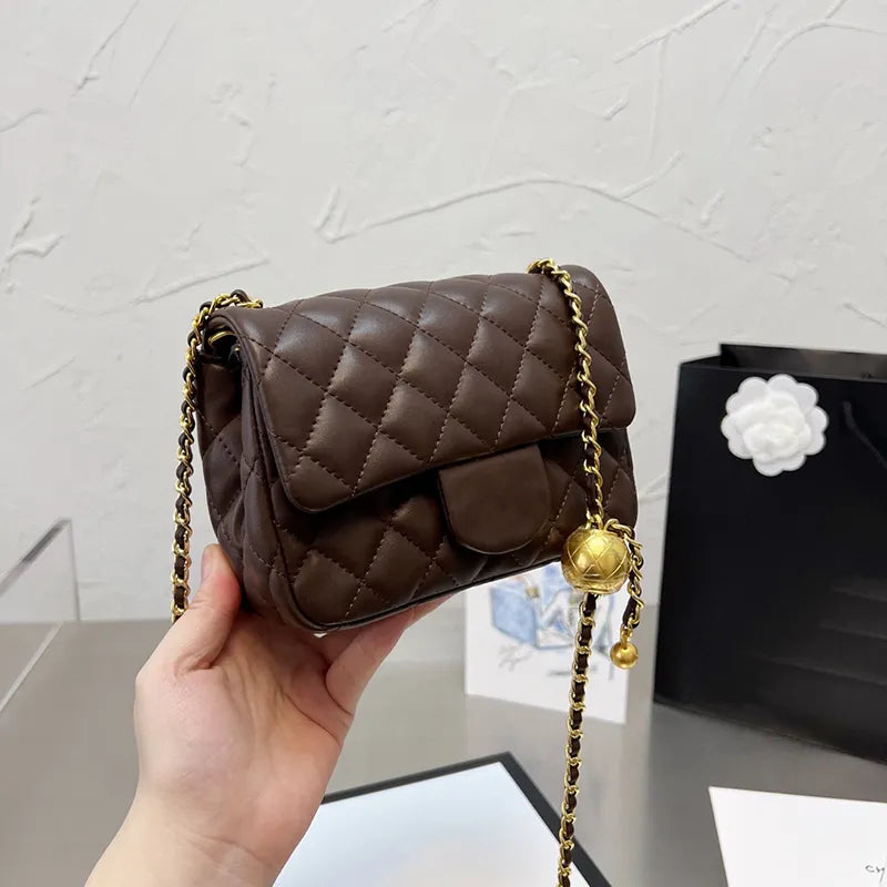 5A New Color Designer Shopping Crossbody Diamond Lattice Soft Shoulder Bag Gold Ball Woc Chain Flap Leather Cowhide Hasp Belts Handle Bags Channel 20cm 17cm