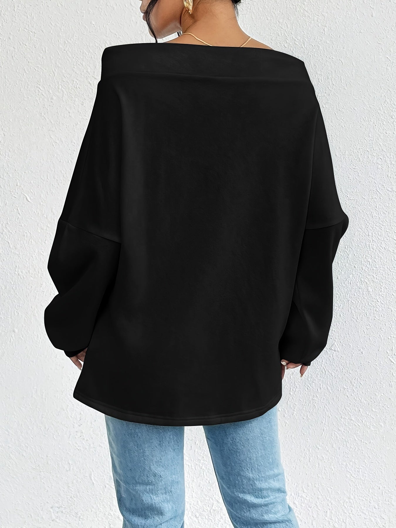 Cozy Off-The-Shoulder Drawstring Pullover Sweatshirt - Women's Casual Long Sleeve Crew Neck Apparel for Spring & Fall - Soft, Breathable, and Comfortable Fashion Clothing