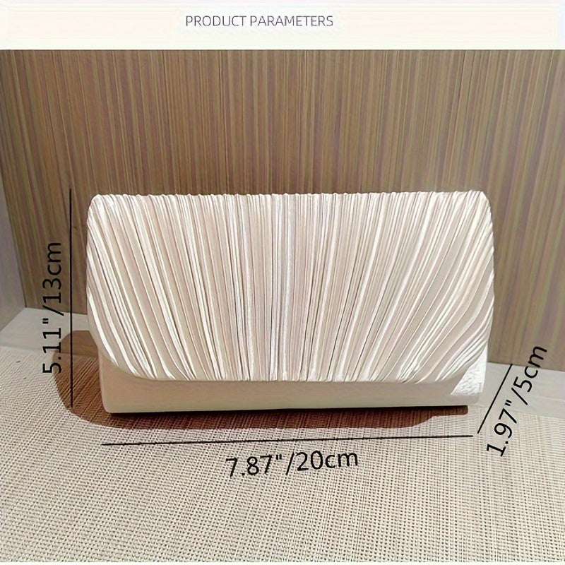 Elegant Pleated Evening Clutch Bag, Versatile For Party And Formal Wear, Women's Fashion Accessory