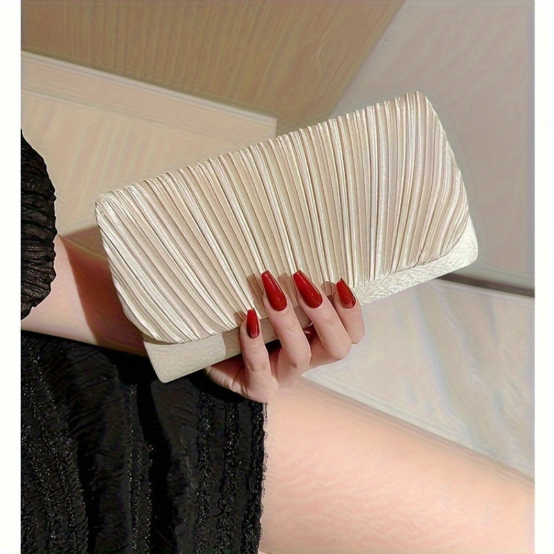 Elegant Pleated Evening Clutch Bag, Versatile For Party And Formal Wear, Women's Fashion Accessory