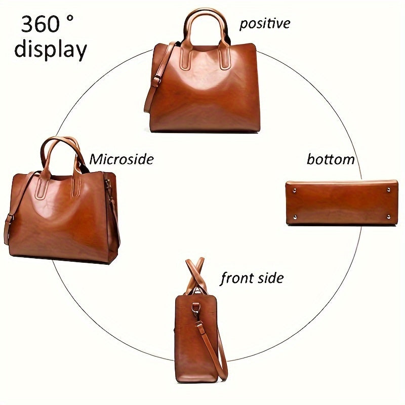 Women's Fashion Satchel Shoulder Bag, Oil Bucket Tote Bag Purses with Stylish Design