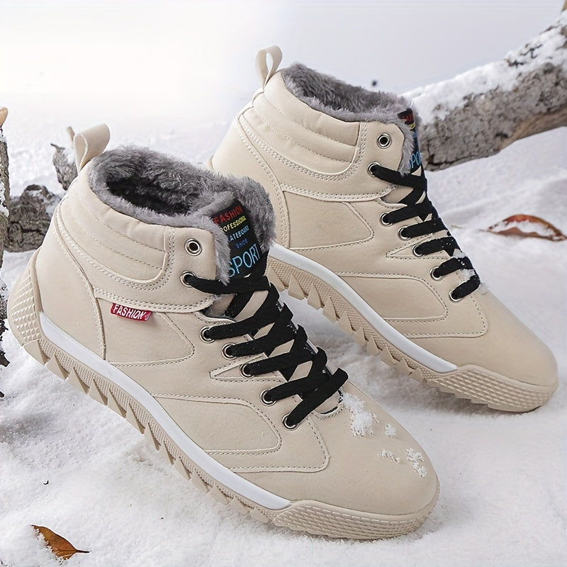 Winter Explorer Boots - Men's High-Top Snow Boots for Outdoor Activities, Warm Plush Lining, Non-Slip Outsole, Lace-Up Closure, Comfortable Skate Shoes for Cold Weather - Ideal for Hiking, Trekking, and Snowy Adventures