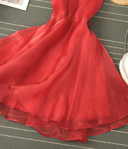 VAKKV Cute Tulle Backless Short Dress Mini Dress P343
