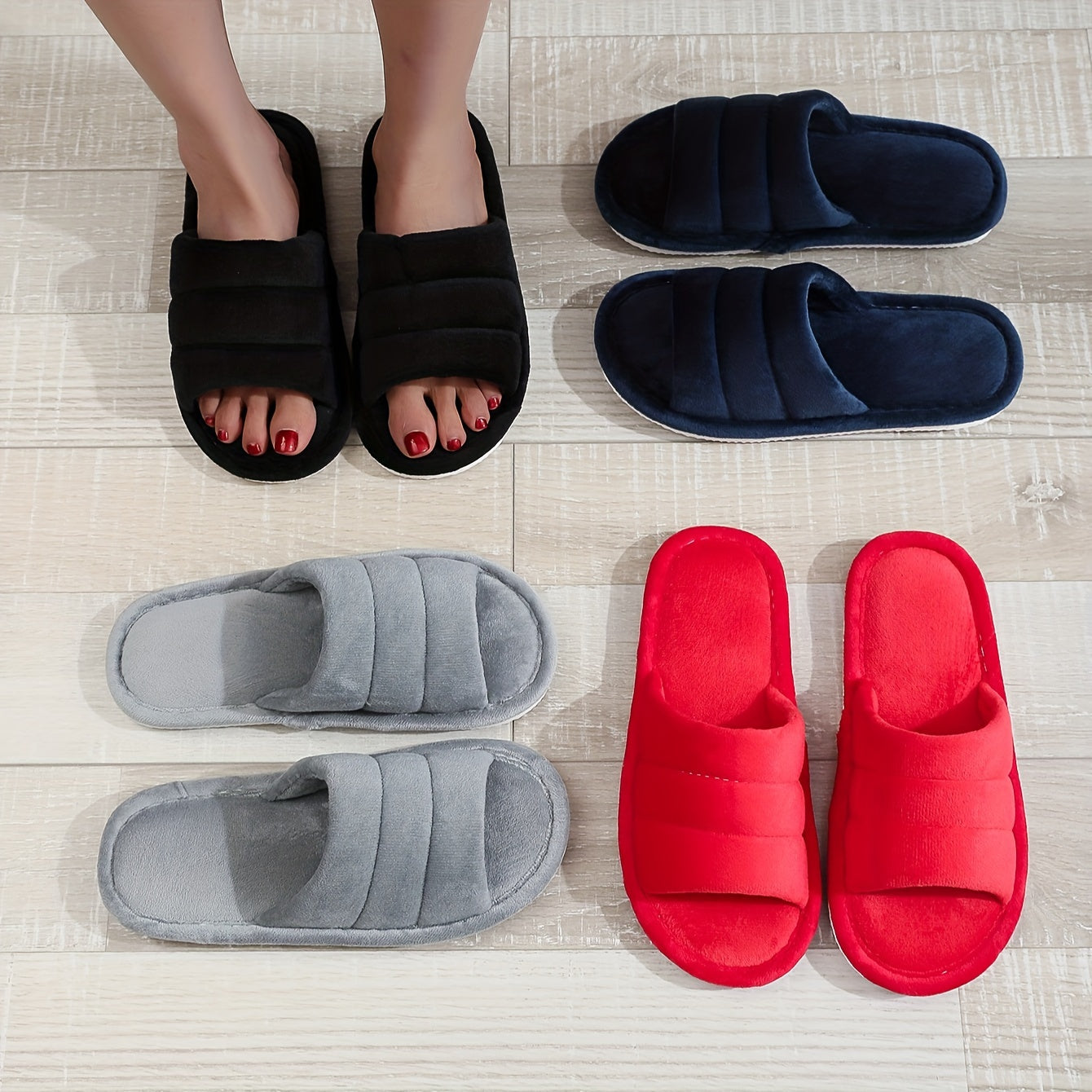 Cozy Fluffy Slippers - Soft, Lightweight, Open-Toe, Non-Slip, Breathable, Comfortable Bedroom Shoes for Indoor Walking - Perfect for Cold Winter Days and Relaxation