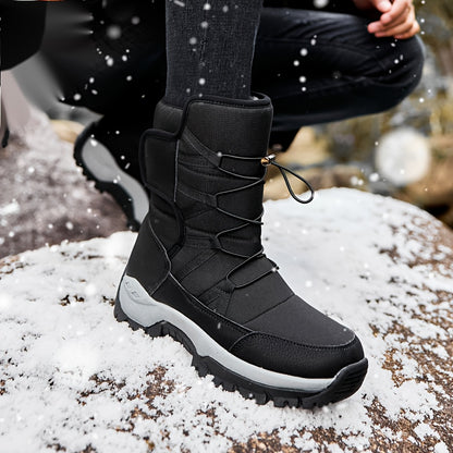 Men's Snow Boots, Winter Thermal Shoes, Windproof Hiking Boots With Fuzzy Lining