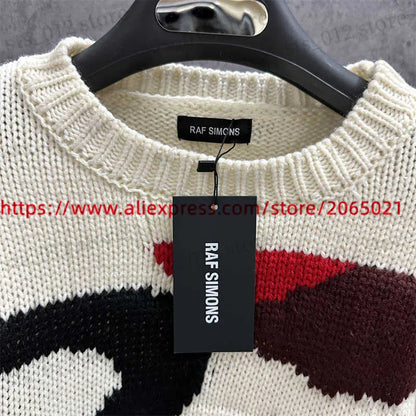 Men's Sweaters Blue Stripe RAF SIMONS RS Sweater For Men Women Top Version Oversize Bat Shirt Knit Sweatshirts T230921