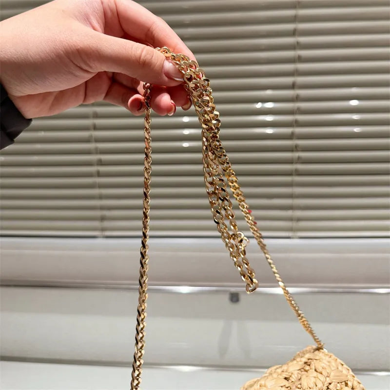 Woman Straw Chain Bags Crossbody Designer Bag Luxury Crochet Beach Bags Small Phone Purse TOP