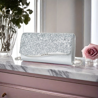 Luxurious Crystal Clutch Bag - Sophisticated Evening Purse with Dazzling Sparkling Crystal Embellishments, Stylish Handbag for Perfect Prom Nights, Formal Gatherings, Weddings, and Chic Party Celebrations - Bridal Party Essential and Elegant Accessory