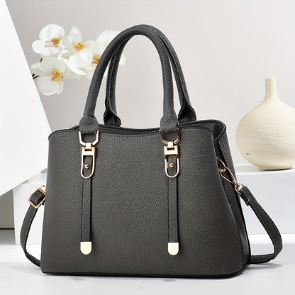 Chic Large Capacity Women's Tote Bag - Fashionable Faux Leather Shoulder & Crossbody Handbag with Adjustable Strap, Zip Closure