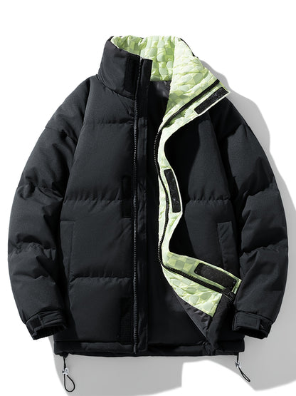 Fashionable Faux Down Jacket - Densely Filled, Moisture-Wicking, and Breathable with Multiple Pockets - Perfect for Cold Winter Days, Casual City Walks, Street Hanging, and Outdoor Activities