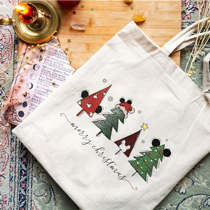 1pc Xmas Decoration Tote Bag, Christmas Tree Pattern Shopping Bag, Reusable Shopper Merry Christmas Trendy Bag Gift For Girls