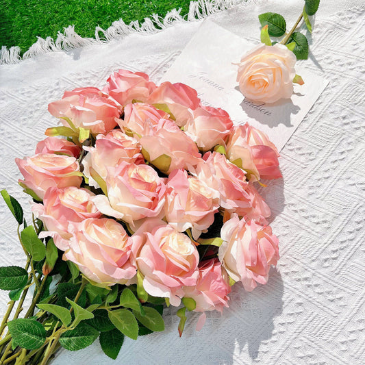 12pcs Artificial Roses, Faux Flowers, Simulation Flower for Living Room, Bedroom, Wedding Bouquet, Office, House DIY Decor, Fake Flowers for Vase Decoration, Room Decor, Home Decor